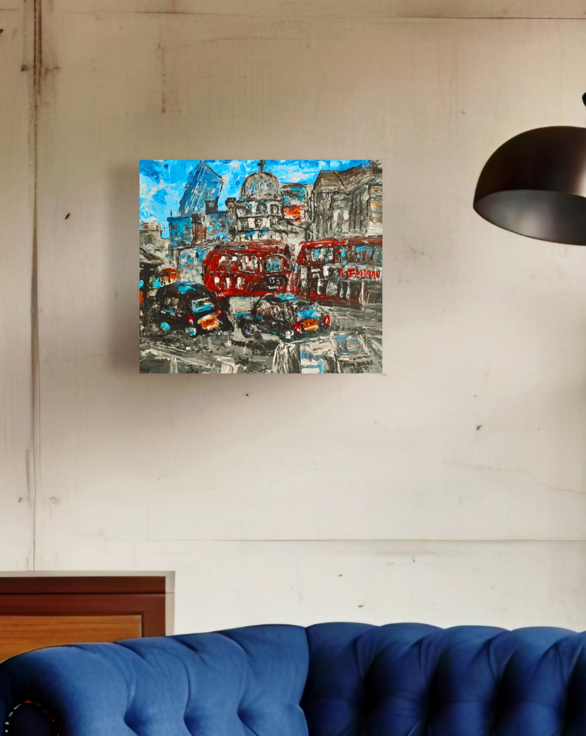 A Funky Time In London Textured Original Painting Cityscape Contemporary Art