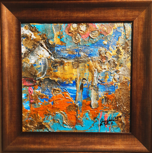 Framed Original Painting Textured Abstract Wall Art With Certificate