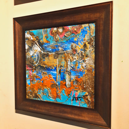 Framed Original Painting Textured Abstract Wall Art With Certificate