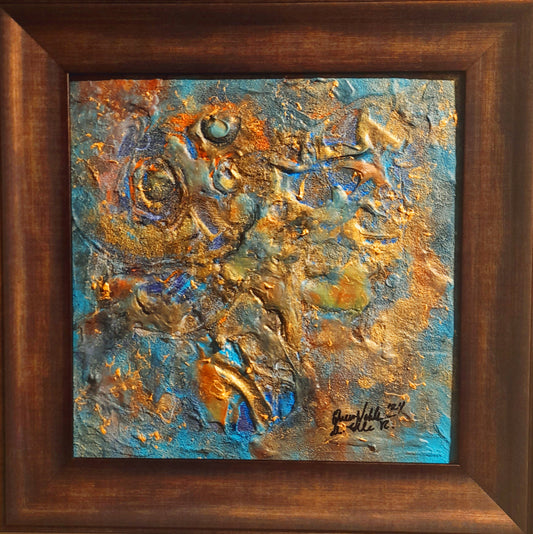 Rustic Framed Original Painting Textured Abstract Wall Artwork 