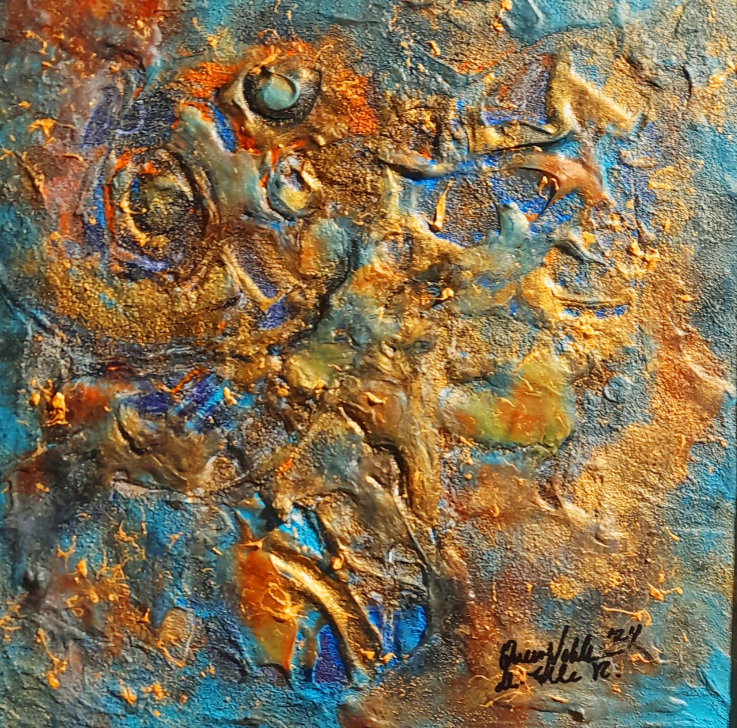 Rustic Framed Original Painting Textured Abstract Wall Artwork 