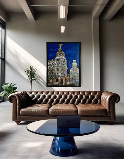 Metropolis Madrid Cityscape Original Painting Contemporary Impasto 