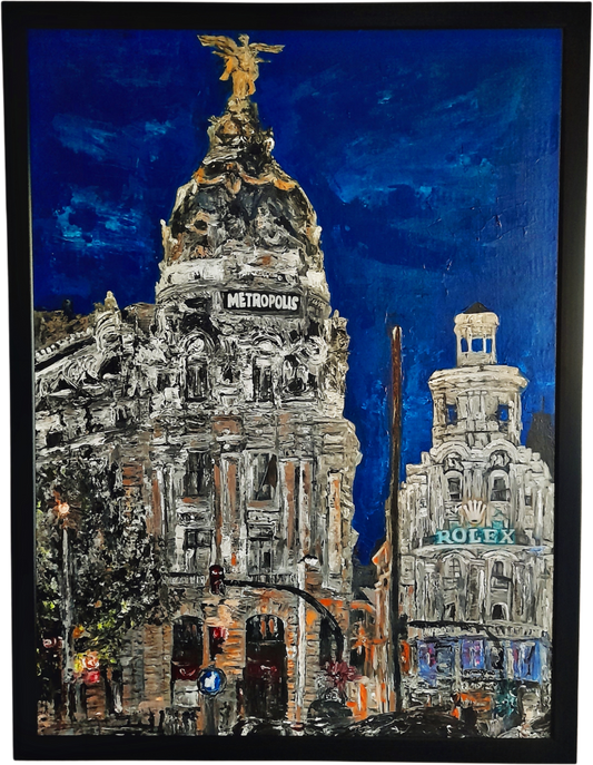 Metropolis Madrid Cityscape Original Painting Contemporary Impasto 
