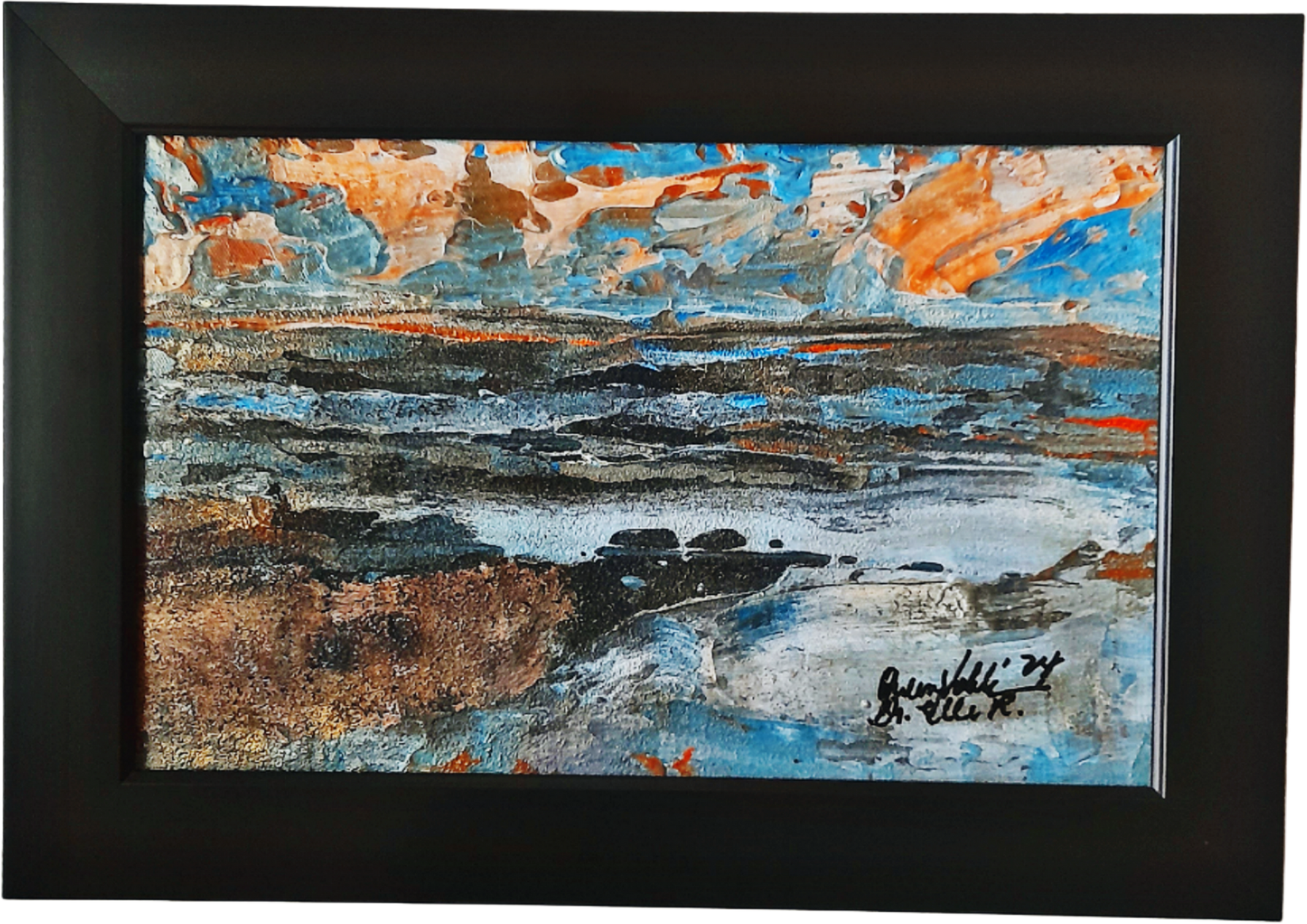 There's Light In Every Darkness Textured Original Framed Seascape Painting

 