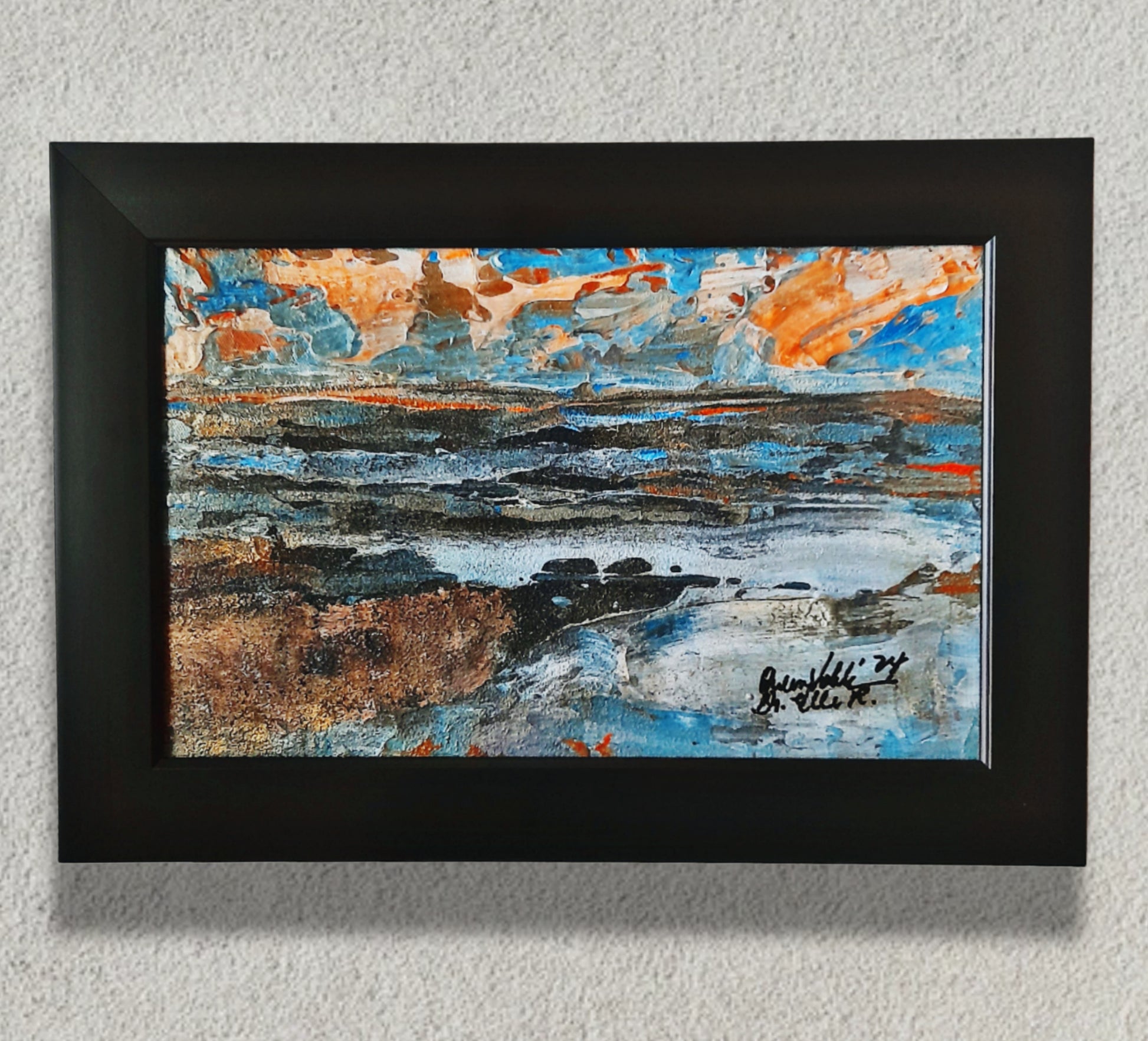 There's Light In Every Darkness Textured Original Framed Seascape Painting

 