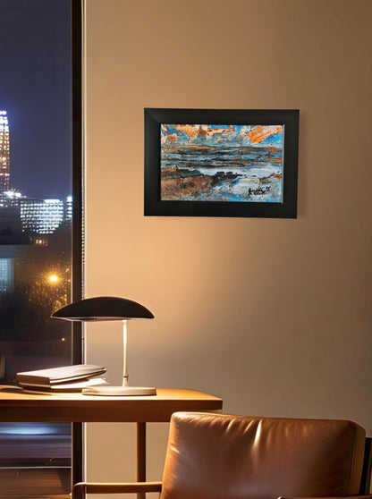 There's Light In Every Darkness Textured Original Framed Seascape Painting

 