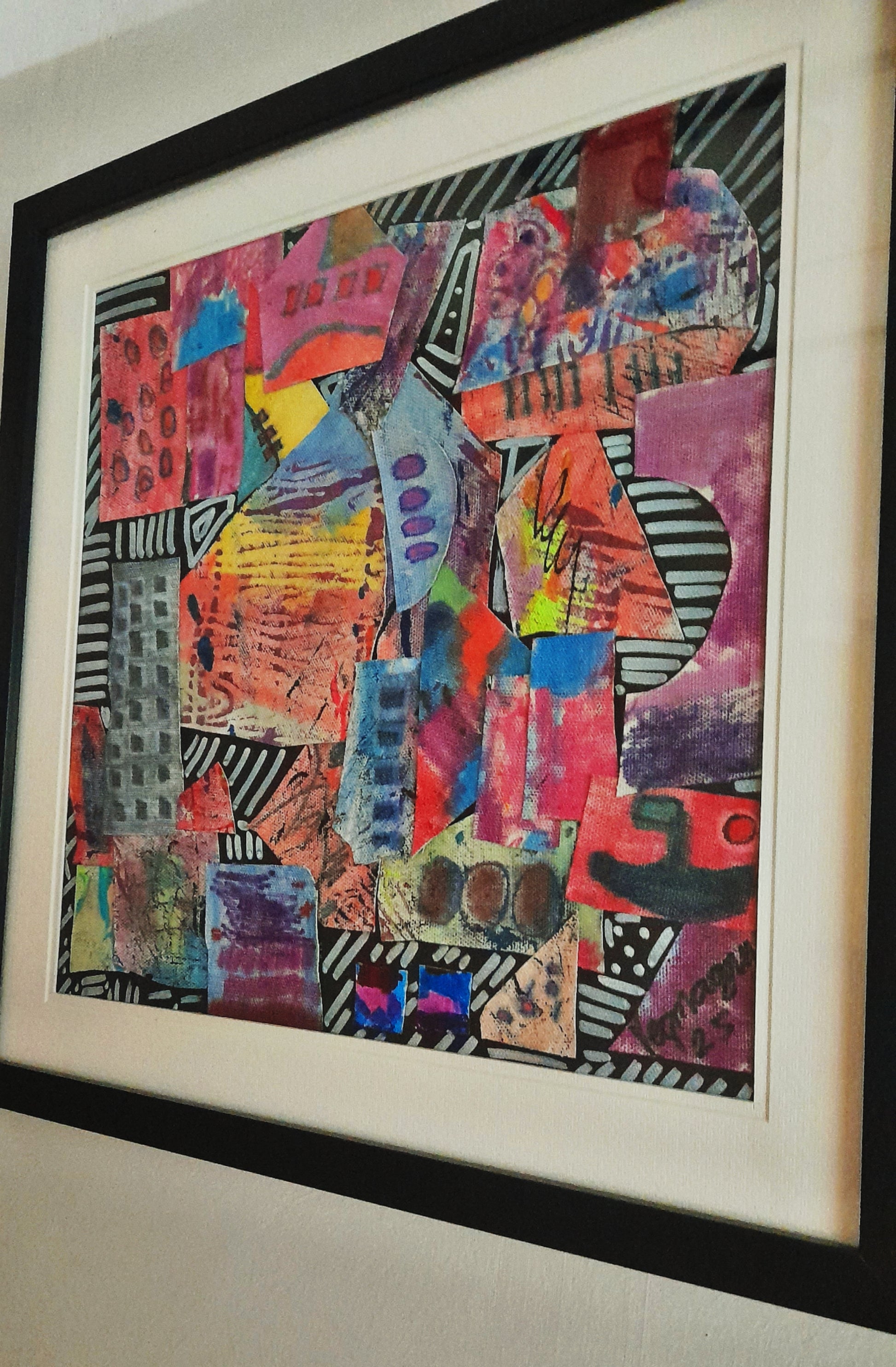 Handmade Handpainted Collage Blush Reverie Original Framed Art By Vercmagnus