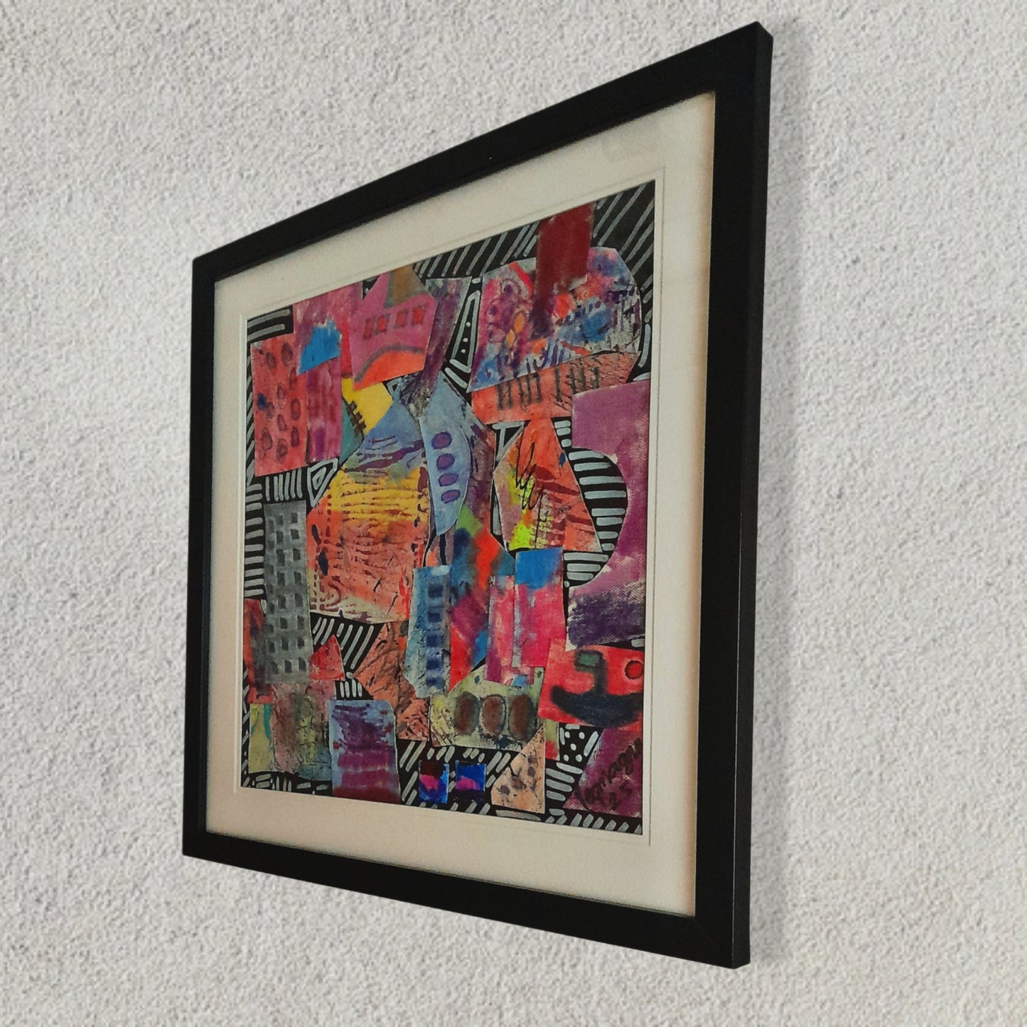 Handmade Handpainted Collage Blush Reverie Original Framed Art By Vercmagnus