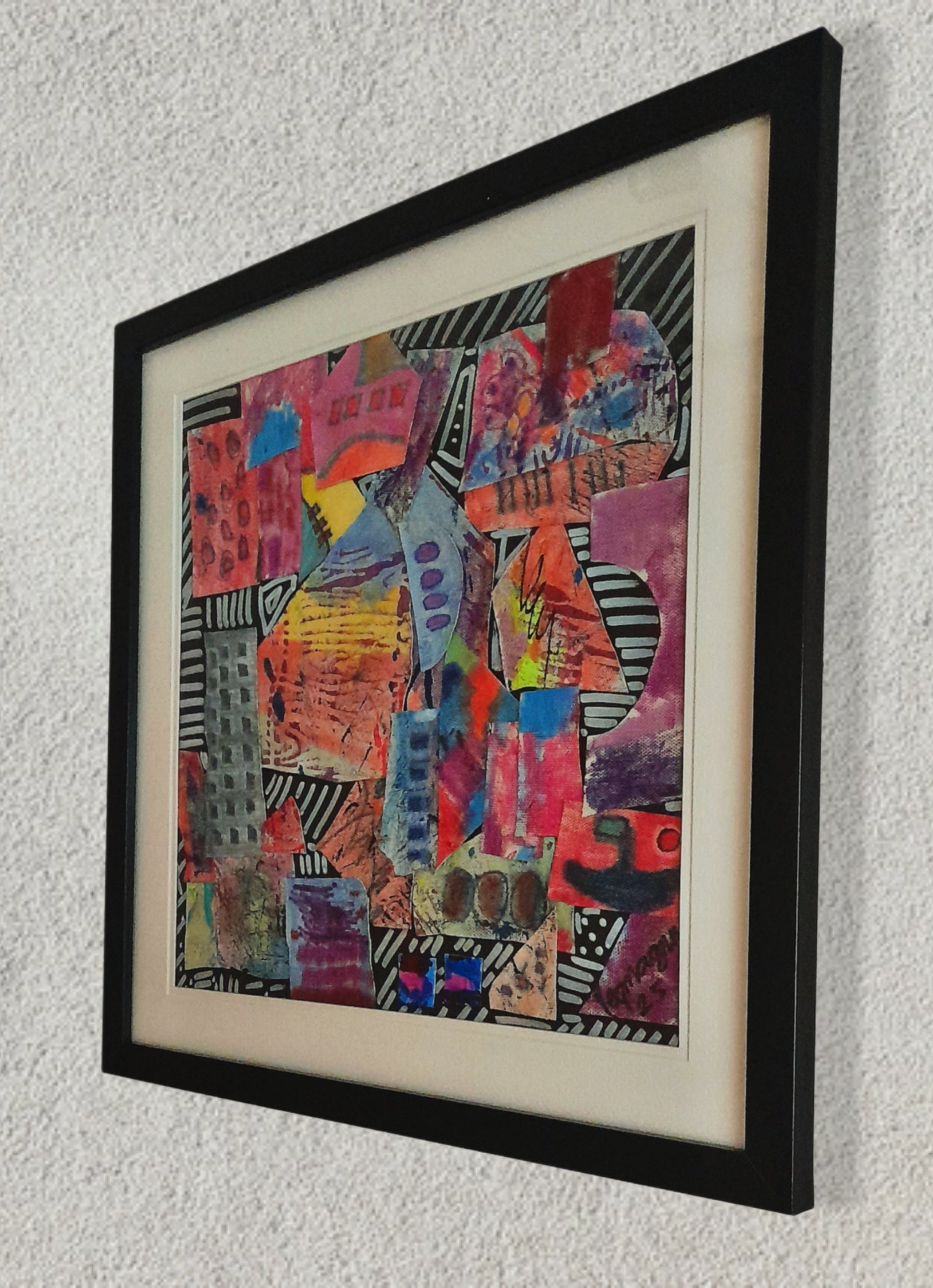 Handmade Handpainted Collage Blush Reverie Original Framed Art By Vercmagnus