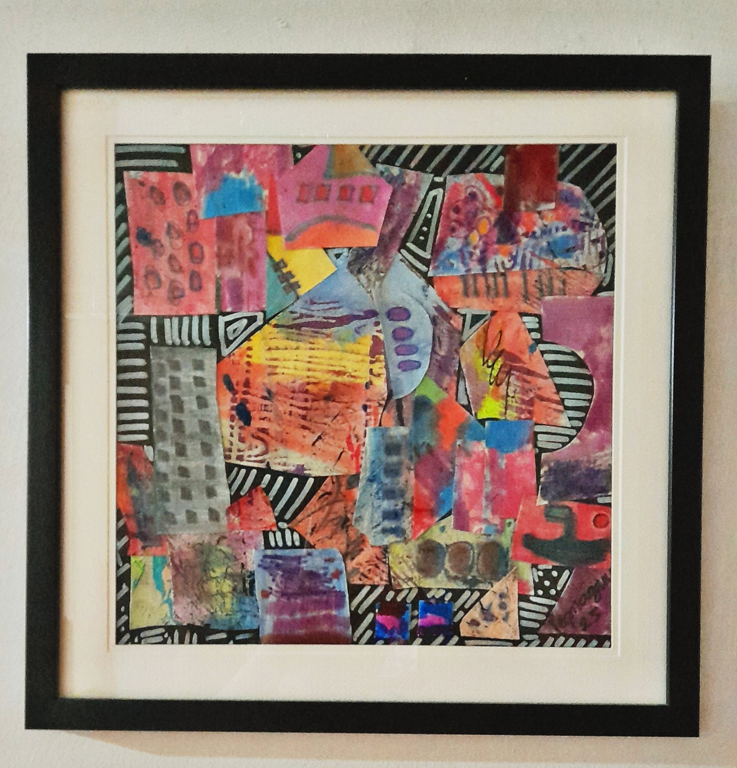 Handmade Handpainted Collage Blush Reverie Original Framed Art By Vercmagnus