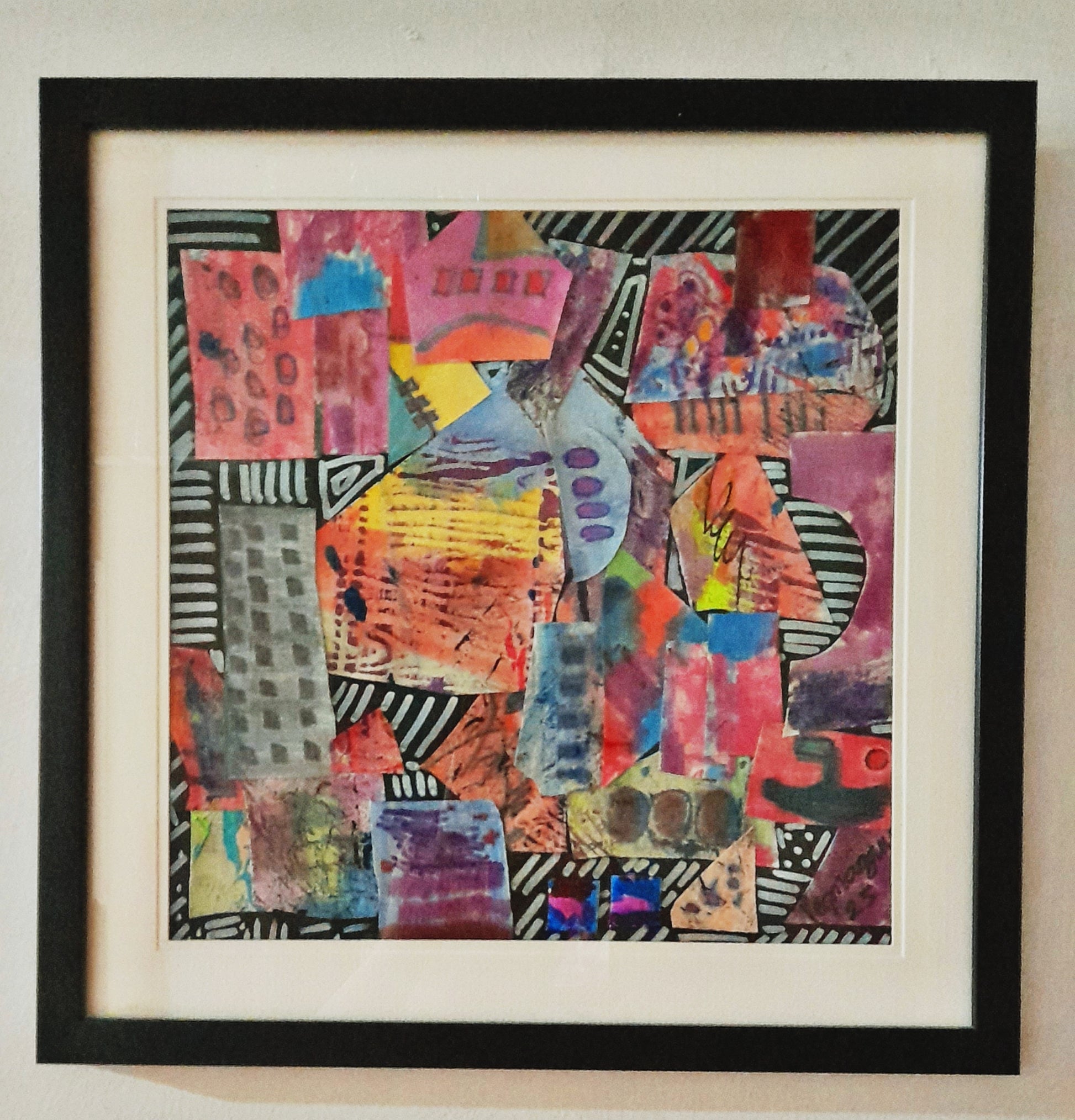 Handmade Handpainted Collage Blush Reverie Original Framed Art By Vercmagnus