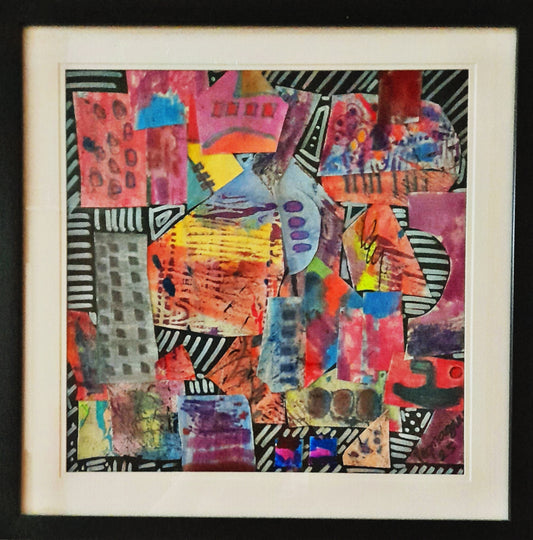 Handmade Handpainted Collage Blush Reverie Original Framed Art By Vercmagnus