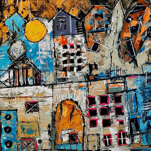 Contemporary Abstract Landscape Expressionism The Town By Vercmagnus 
