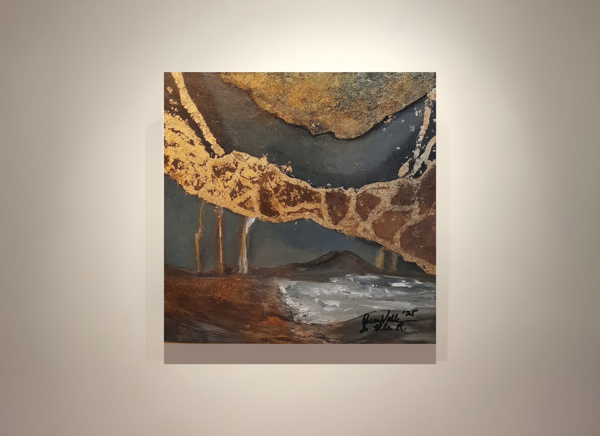 Contemporary Modern Abstract With Gold Leaf Original Painting With Certificate