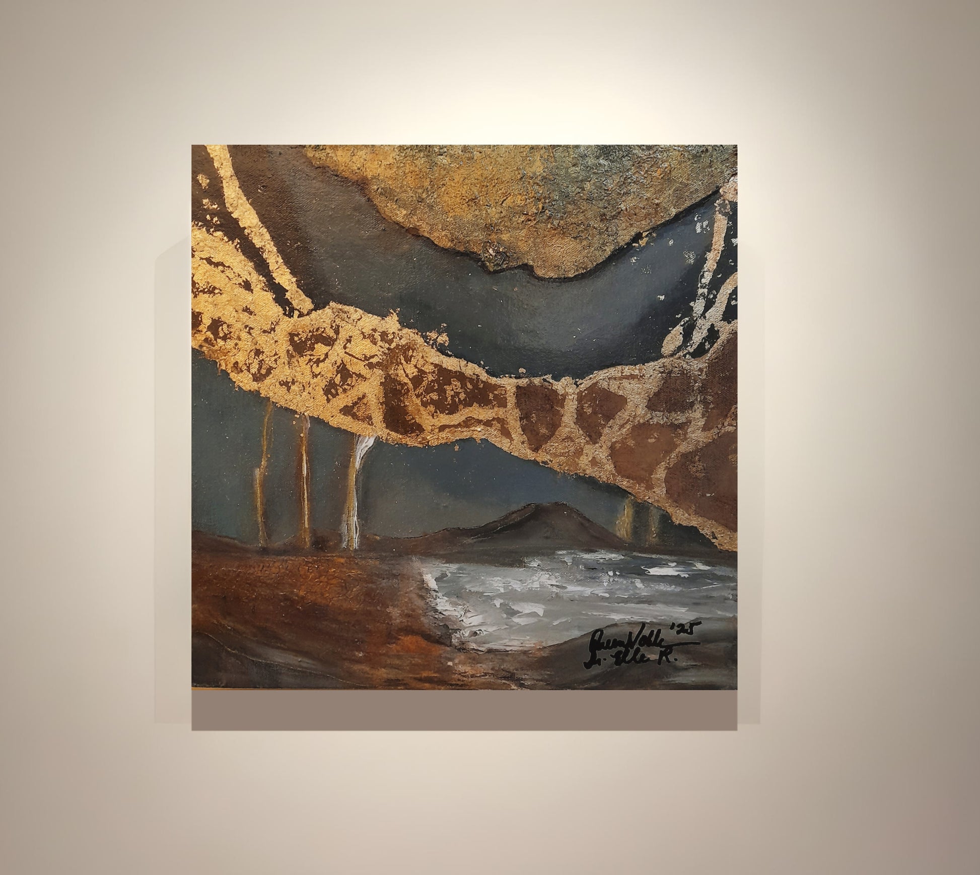 Contemporary Modern Abstract With Gold Leaf Original Painting With Certificate