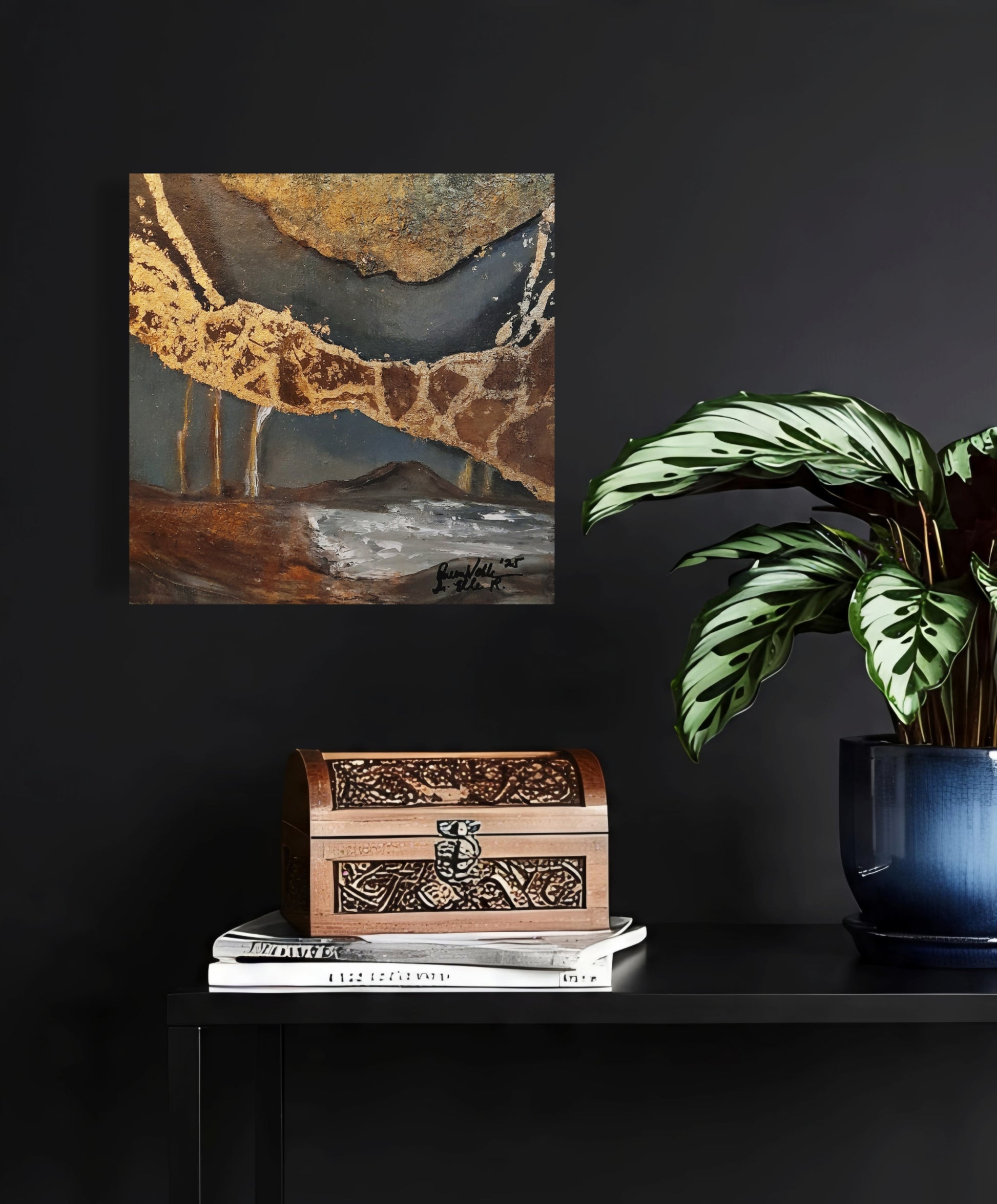 Contemporary Modern Abstract With Gold Leaf Original Painting With Certificate