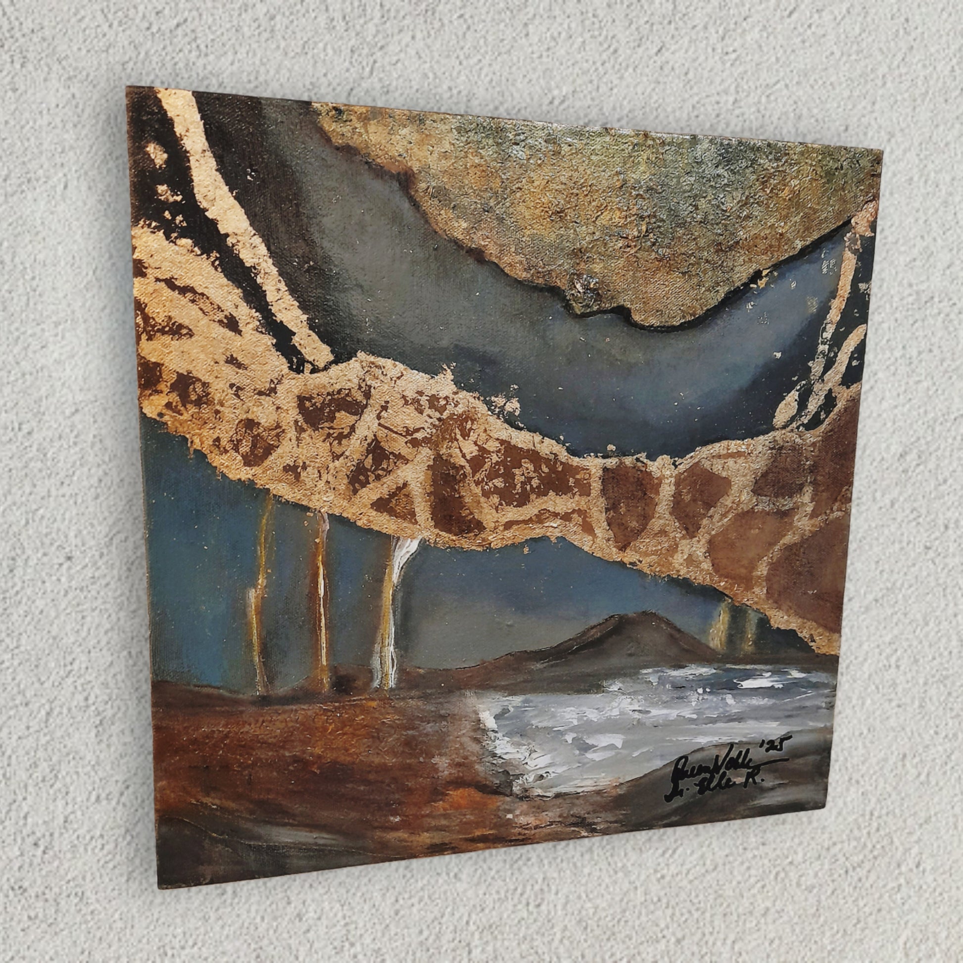 Contemporary Modern Abstract With Gold Leaf Original Painting With Certificate
