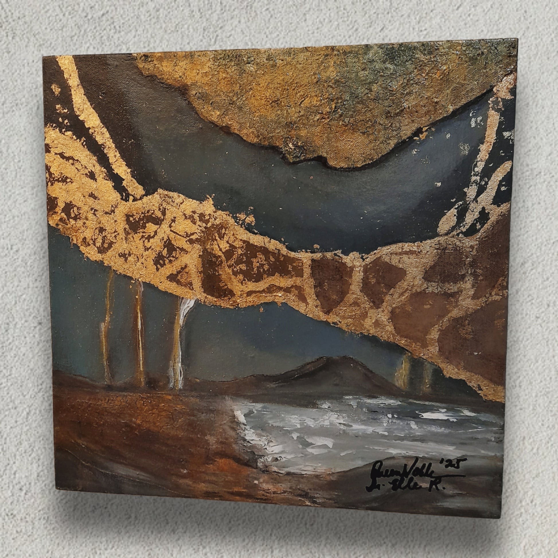 Contemporary Modern Abstract With Gold Leaf Original Painting With Certificate