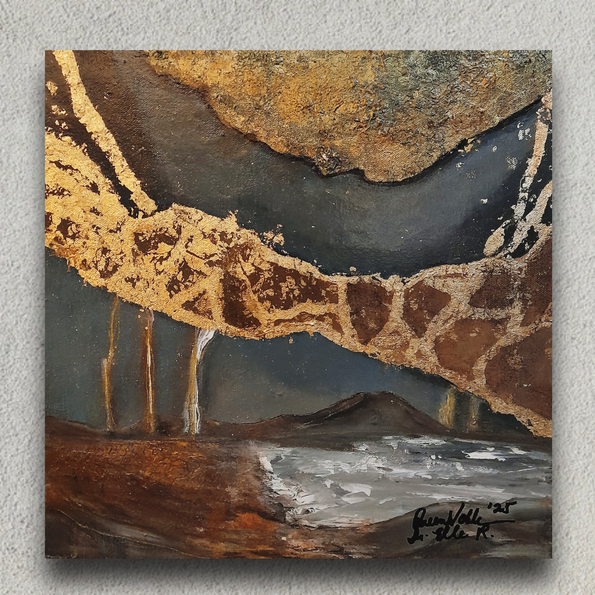 Contemporary Modern Abstract With Gold Leaf Original Painting With Certificate