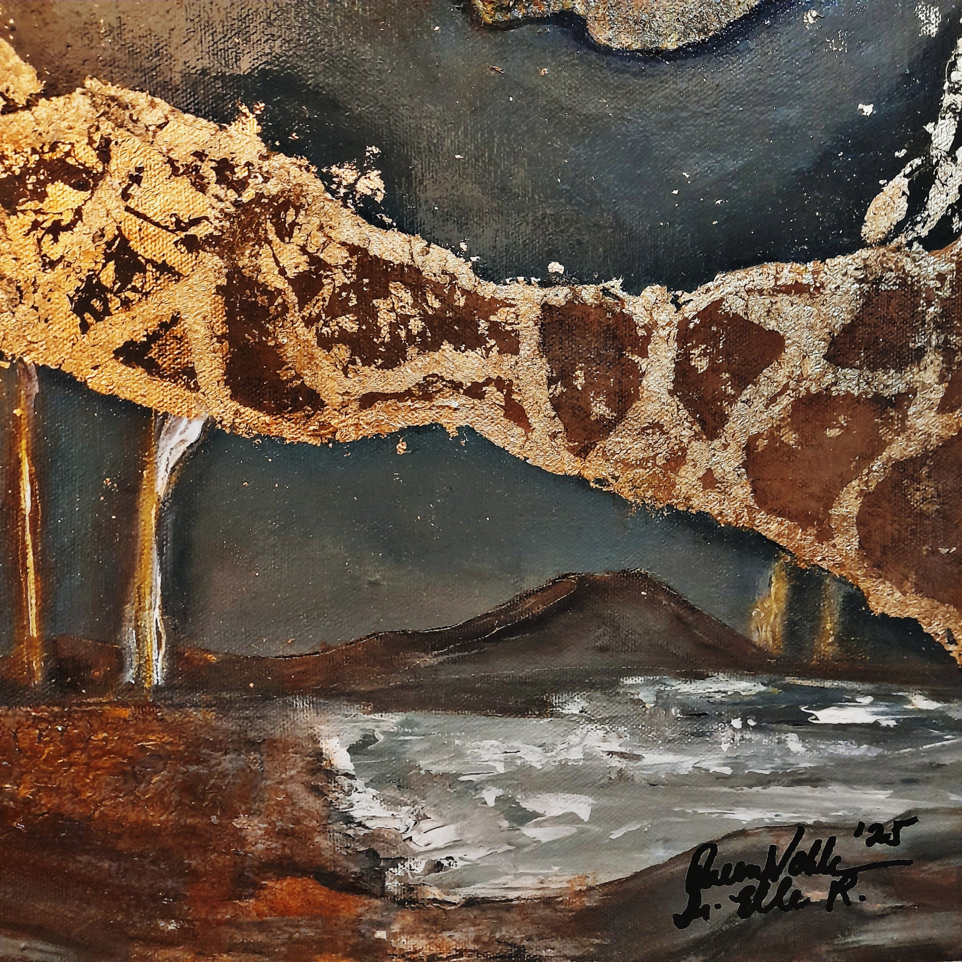 Contemporary Modern Abstract With Gold Leaf Original Painting With Certificate
