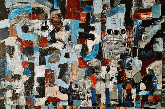 The 9 to 5 Chronicles By Vercmagnus 3 feet Original Painting Impasto Maximalist Textured Abstract