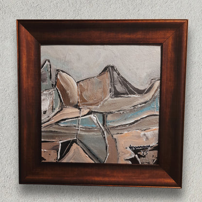 Framed Abstract Neutral Wall Art Contemporary Landscape Expressionism Minimalist By Vercmagnus  