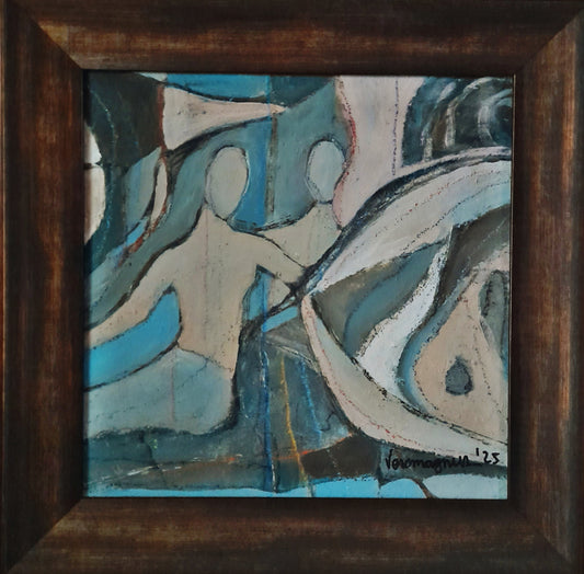 Framed Original Painting Textured Figurative Rustic Wall Art With Certificate