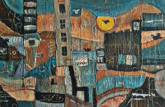 Naive Original Art Contemporary Textured Mixed Media Painting By Vercmagnus 