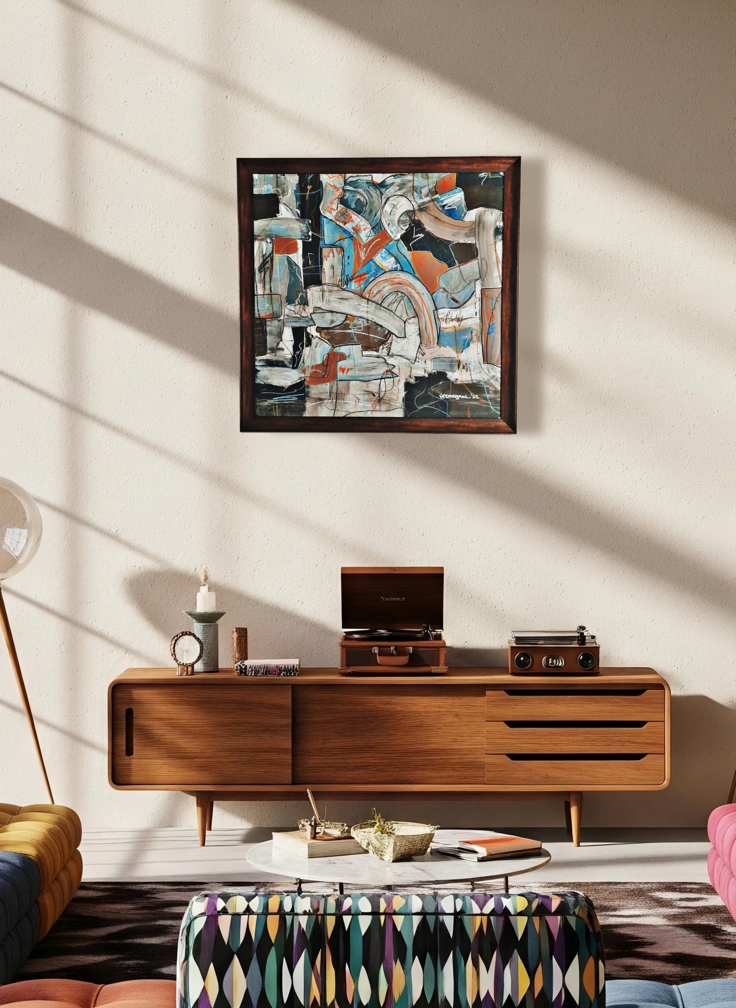 Framed Contemporary Mixed Media Painting By Vercmagnus Original Art 