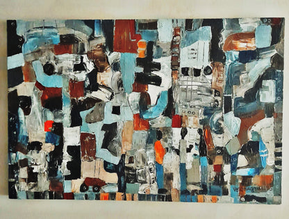 The 9 to 5 Chronicles By Vercmagnus 3 feet Original Painting Impasto Maximalist Textured Abstract