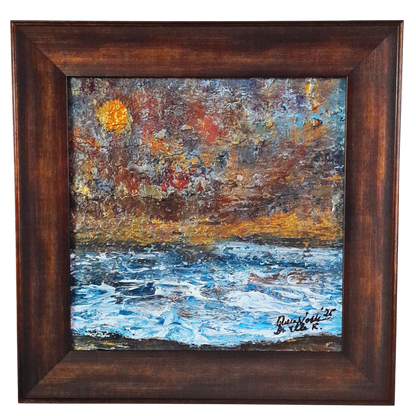 Framed Original Painting Textured Seascape Rustic Wall Art With Certificate