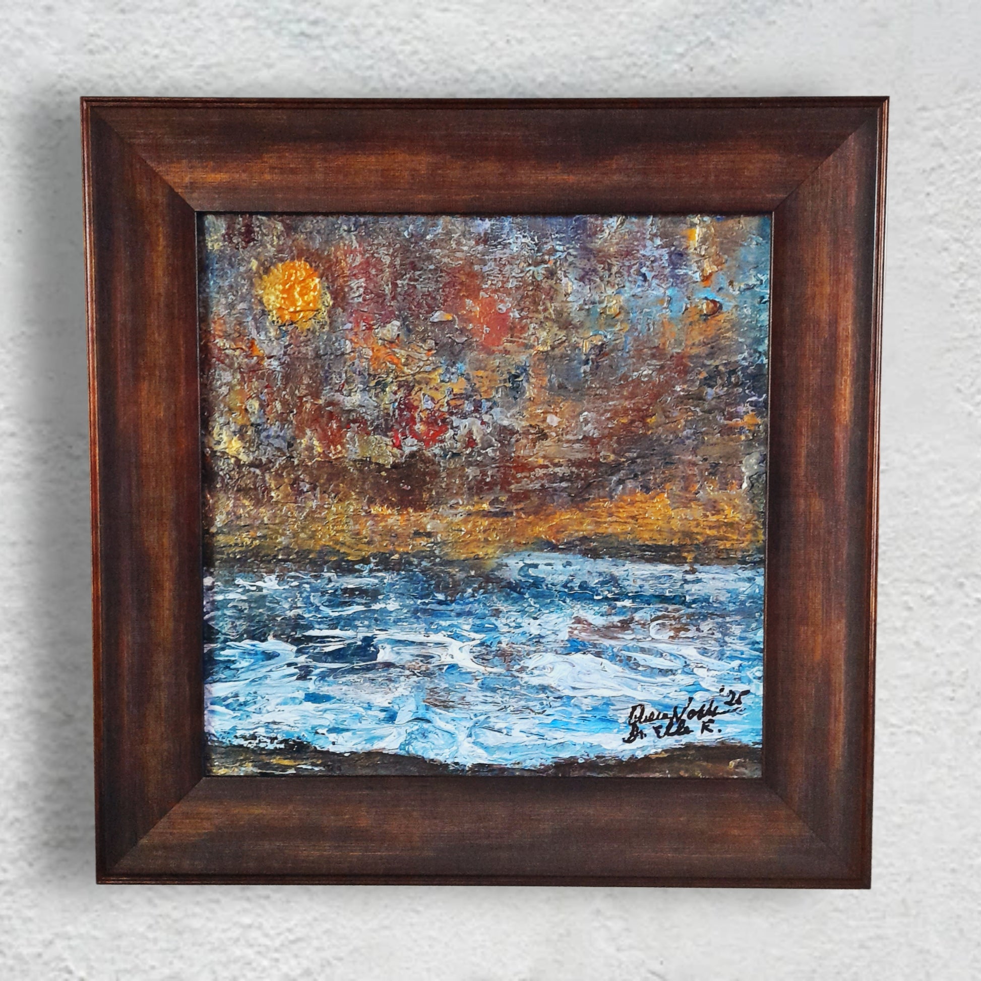 Framed Original Painting Textured Seascape Rustic Wall Art With Certificate