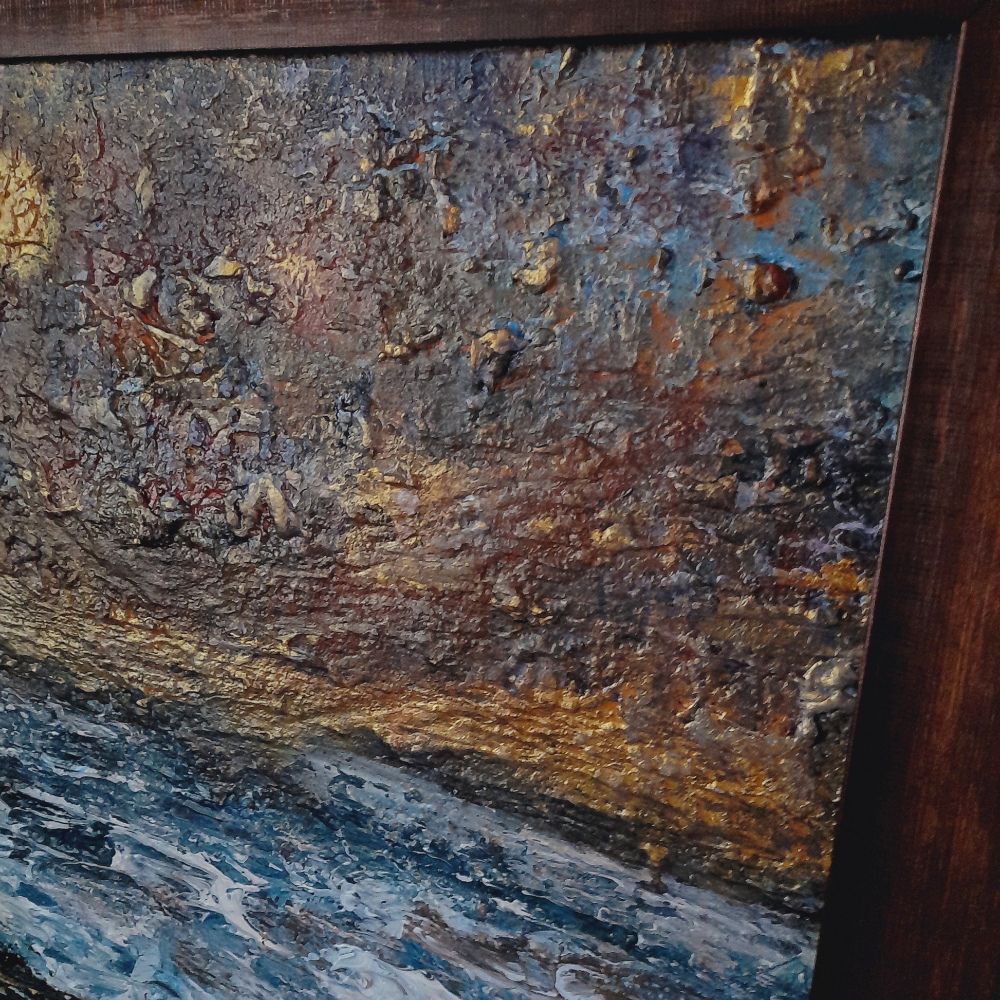 Framed Original Painting Textured Seascape Rustic Wall Art With Certificate