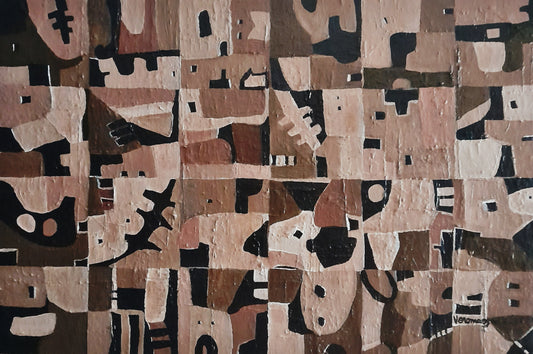 Neutral Geometric Abstract Original Painting Las Casas By Vercmagnus