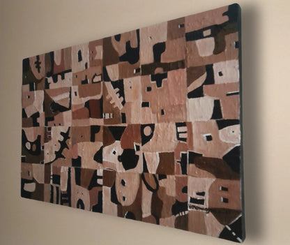 Neutral Geometric Abstract Original Painting Las Casas By Vercmagnus