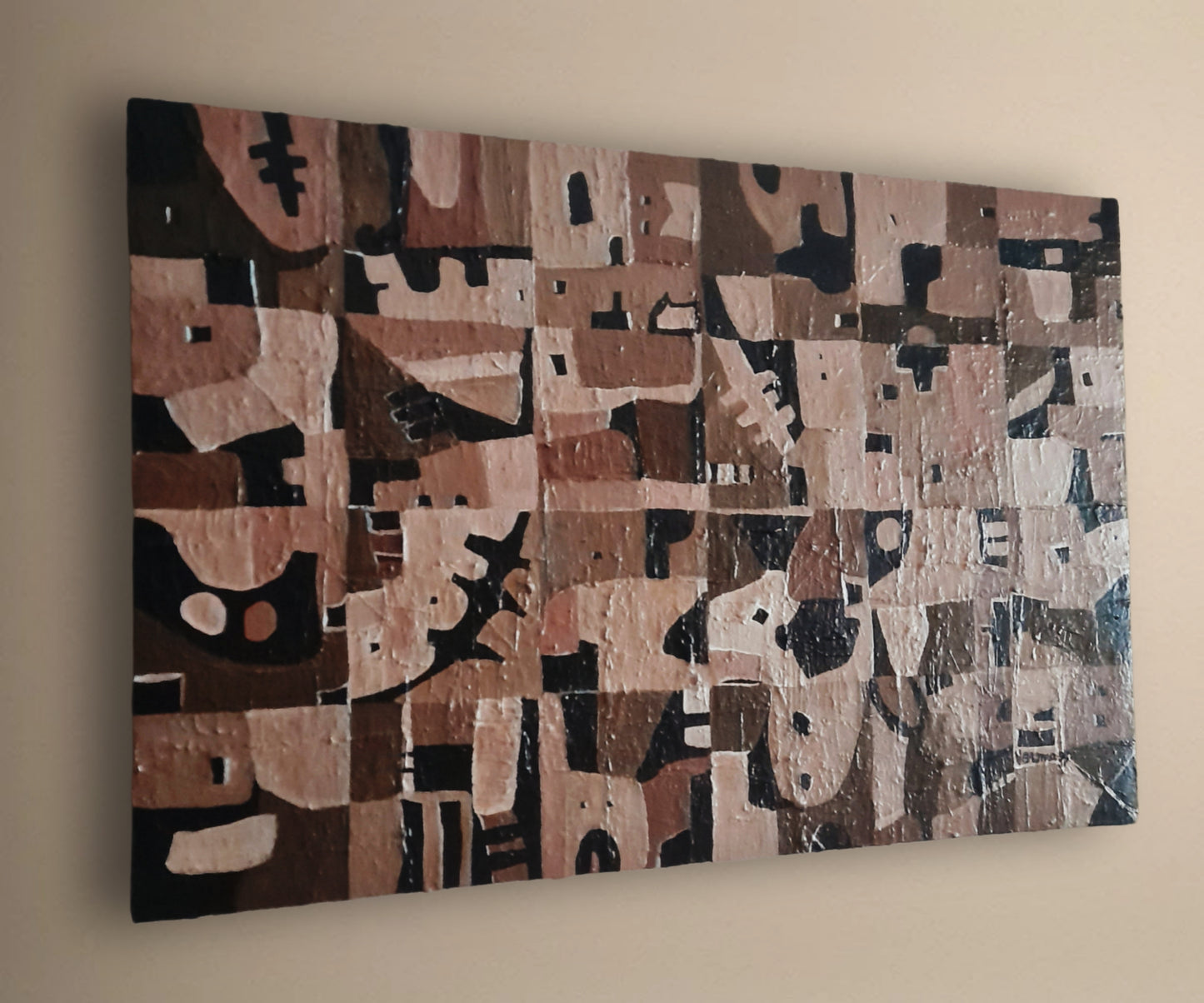 Neutral Geometric Abstract Original Painting Las Casas By Vercmagnus