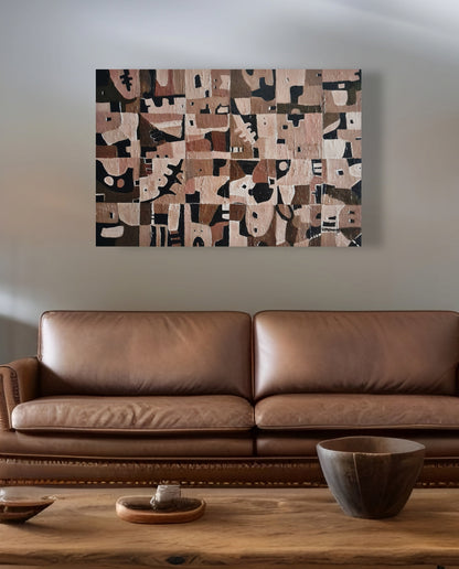 Neutral Geometric Abstract Original Painting Las Casas By Vercmagnus