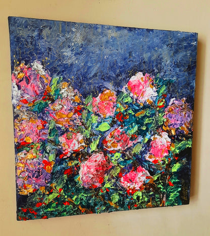 Flower Impasto Painting Original Art - Textured Abstract Still Life