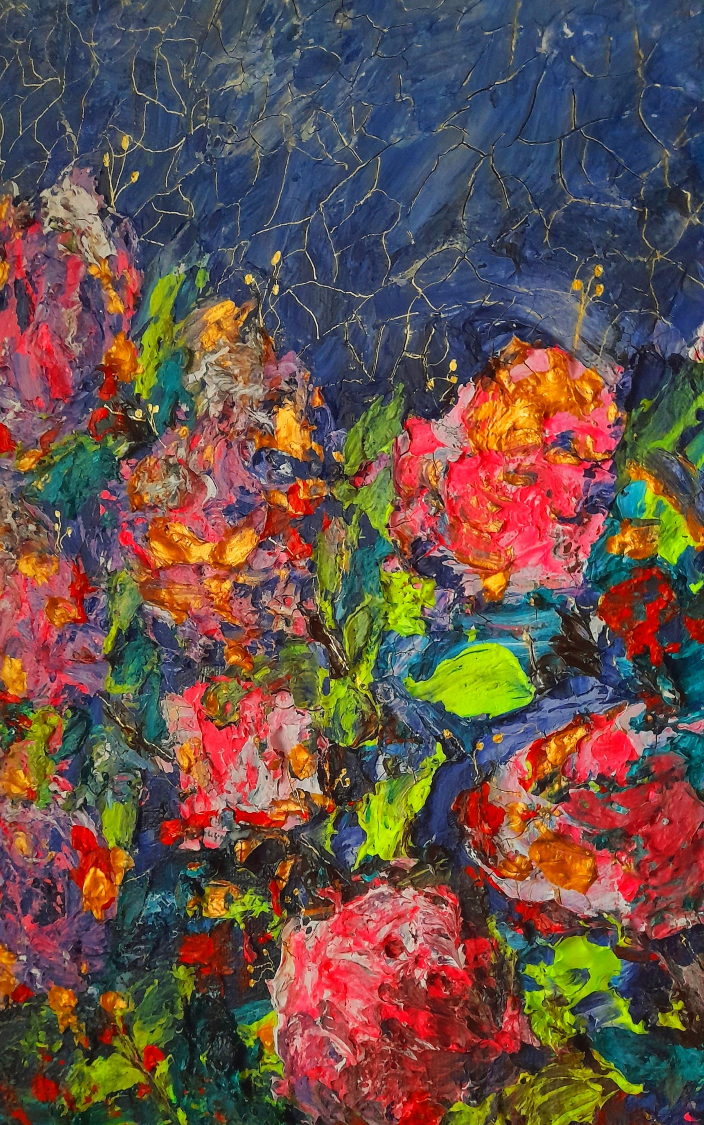 Flower Impasto Painting Original Art - Textured Abstract Still Life