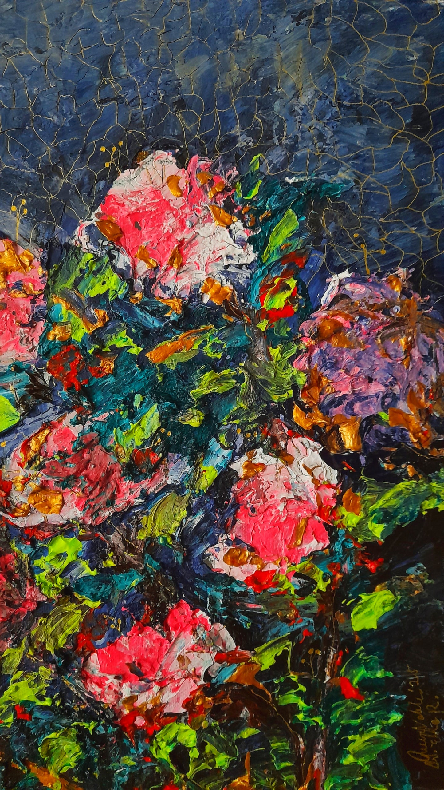 Flower Impasto Painting Original Art - Textured Abstract Still Life