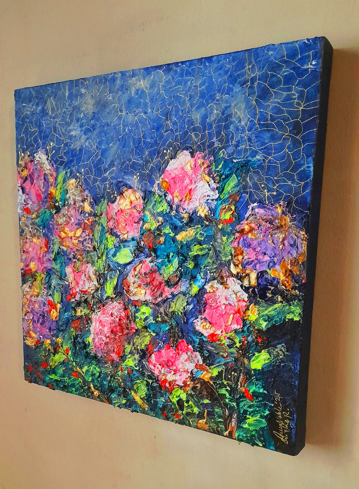 Flower Impasto Painting Original Art - Textured Abstract Still Life