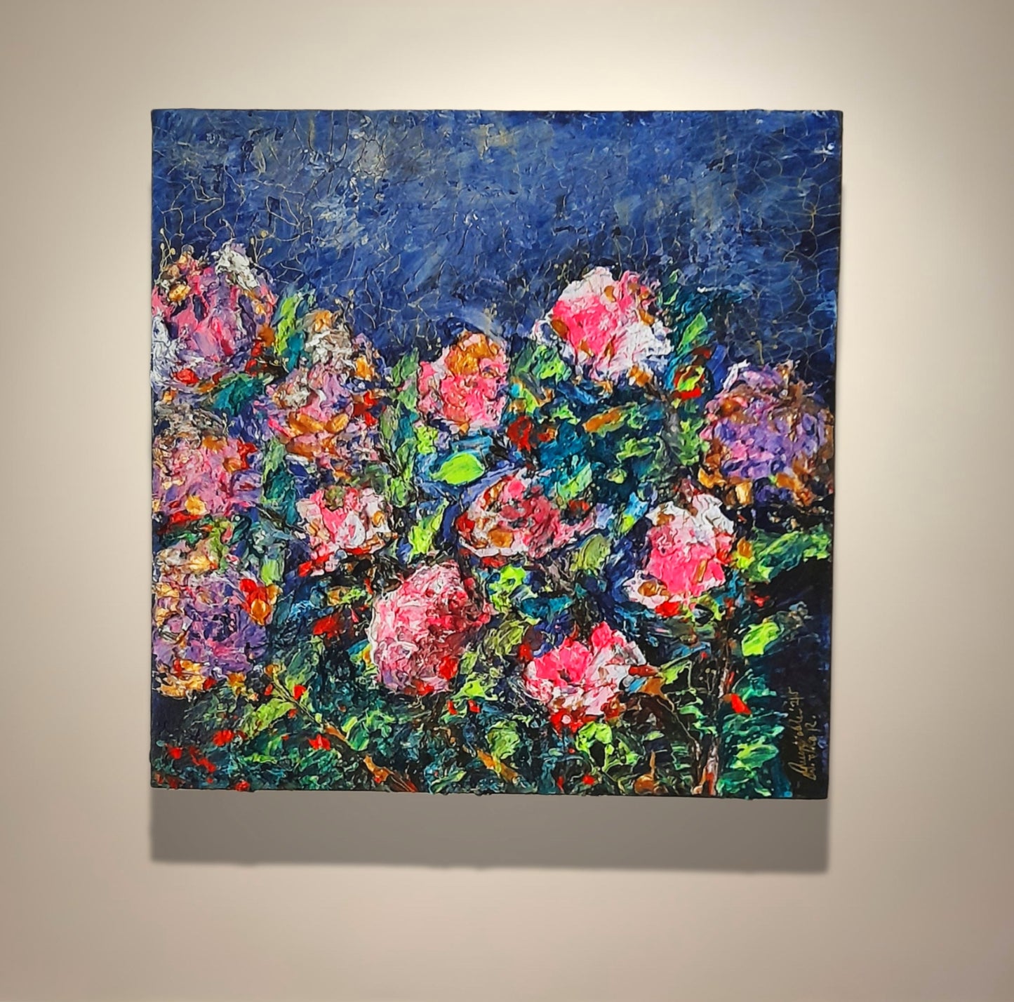 Flower Impasto Painting Original Art - Textured Abstract Still Life