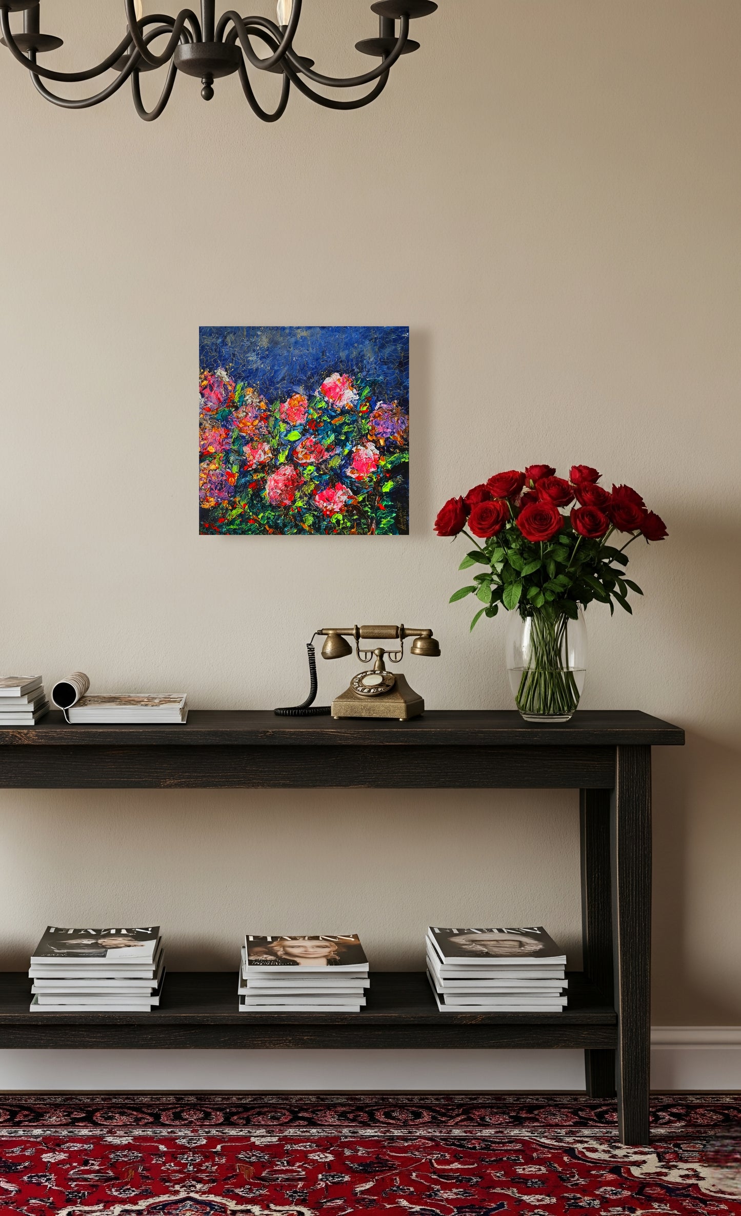 Flower Impasto Painting Original Art - Textured Abstract Still Life