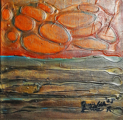 Set Of 2 - Textured Abstract Mixed Media Wall Art By QN Encaustic