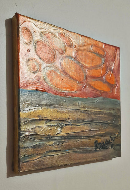 Set Of 2 - Textured Abstract Mixed Media Wall Art By QN Encaustic