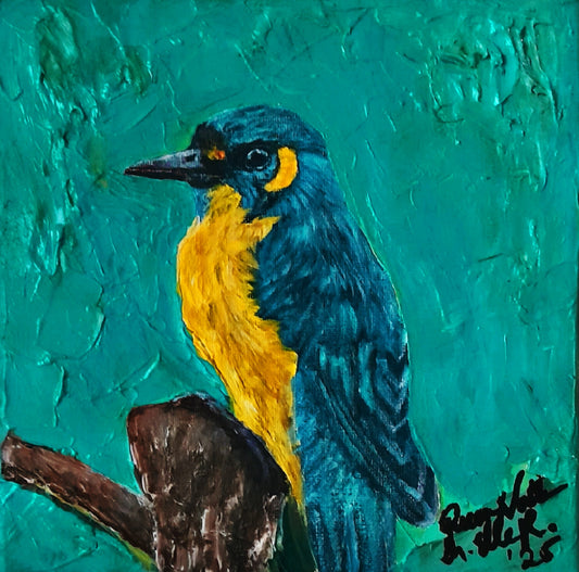 Bird Painting Original Art by QN - Textured Artwork 