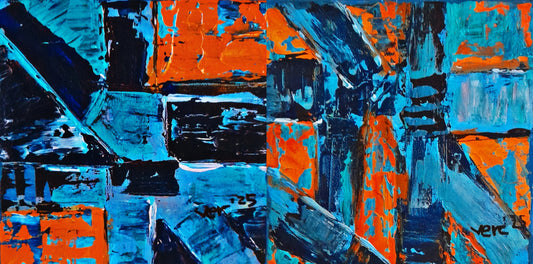 Set of 2 - Blue Abstract Contemporary Original Painting Textured Art By Vercmagnus