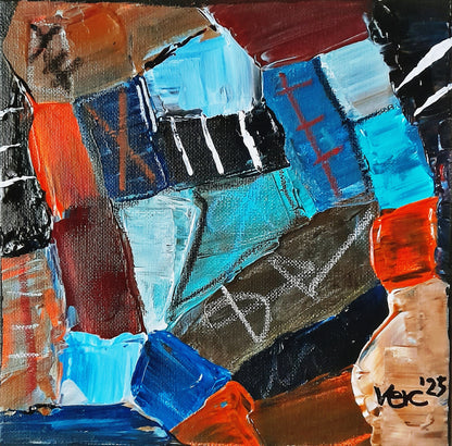 Set of 3 - Mixed Media Abstract Contemporary Original Painting Textured Art By Vercmagnus