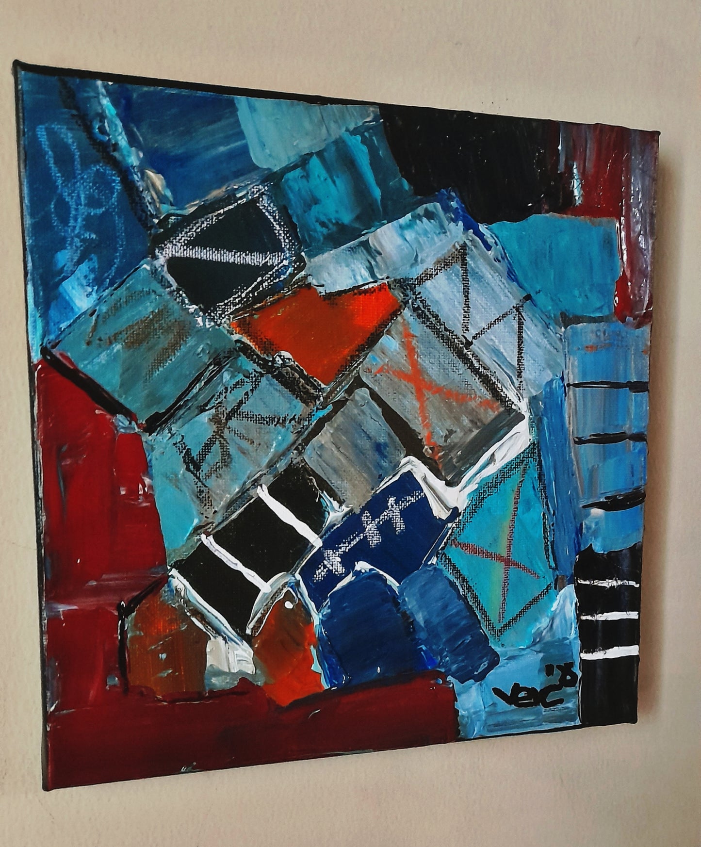 Set of 3 - Mixed Media Abstract Contemporary Original Painting Textured Art By Vercmagnus