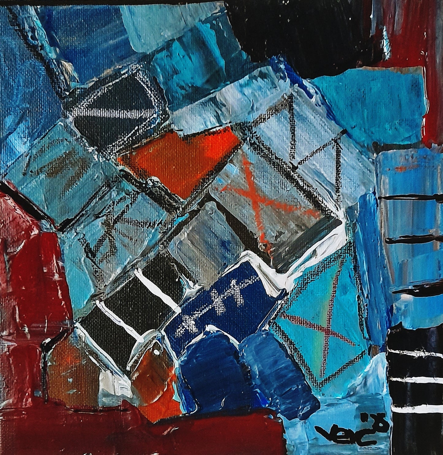 Set of 3 - Mixed Media Abstract Contemporary Original Painting Textured Art By Vercmagnus